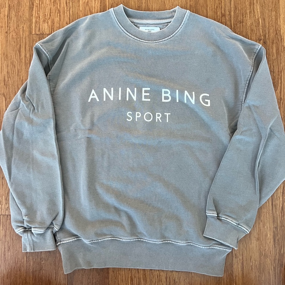 Anine Bing Sport Evan Sweatshirt in Olive (Size: XSmall) - Picture 3 of 6